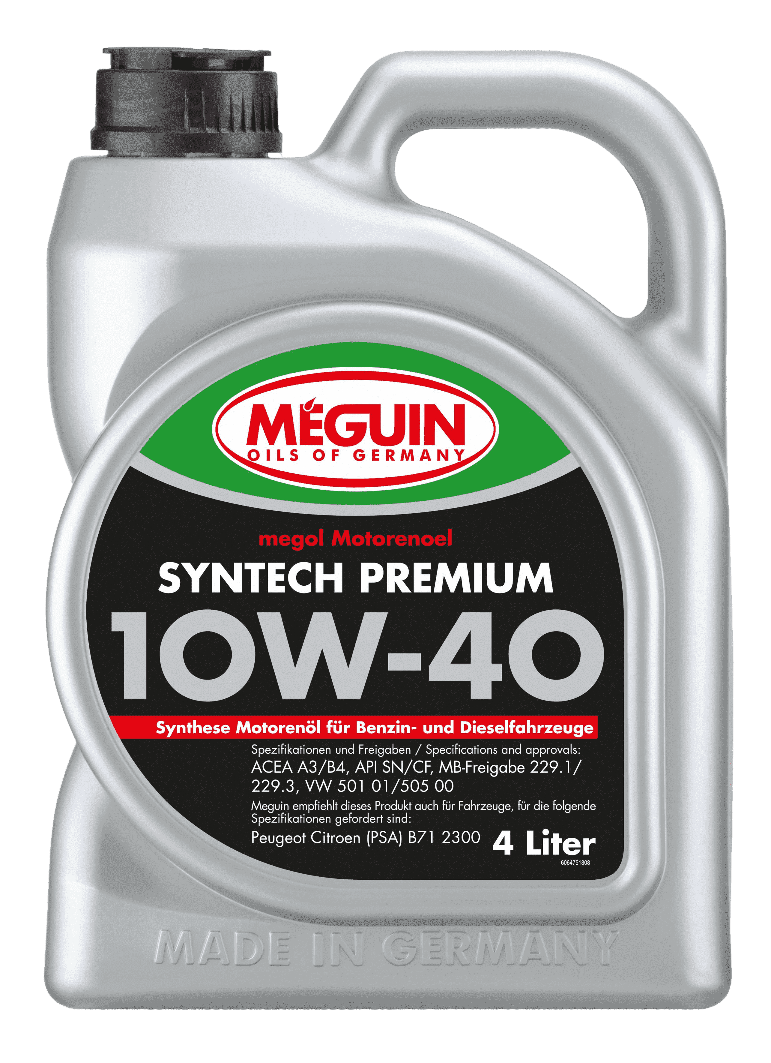 Моторное масло MEGUIN Megol Syntech Premium 10W-40, 4л (MEGUIN: 6475)